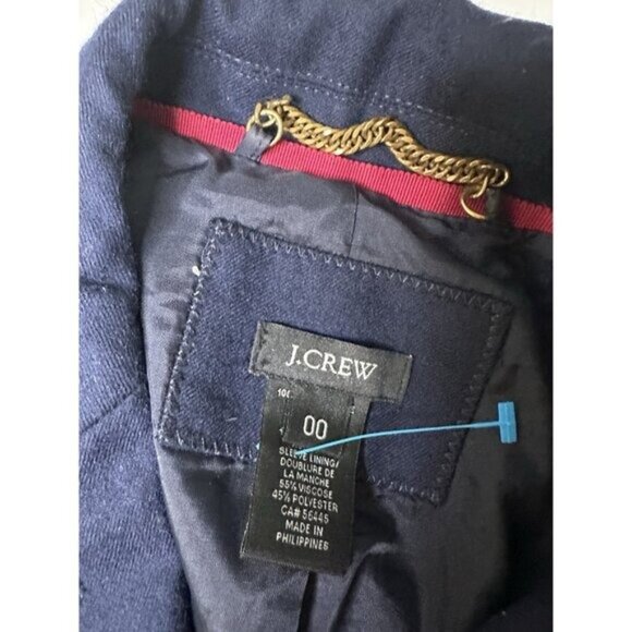J. CREW Women’s DOUBLE-BREASTED BLAZER GOLD BUTTONS 100% WOOL 00 2XS Navy Blue - Picture 4 of 6